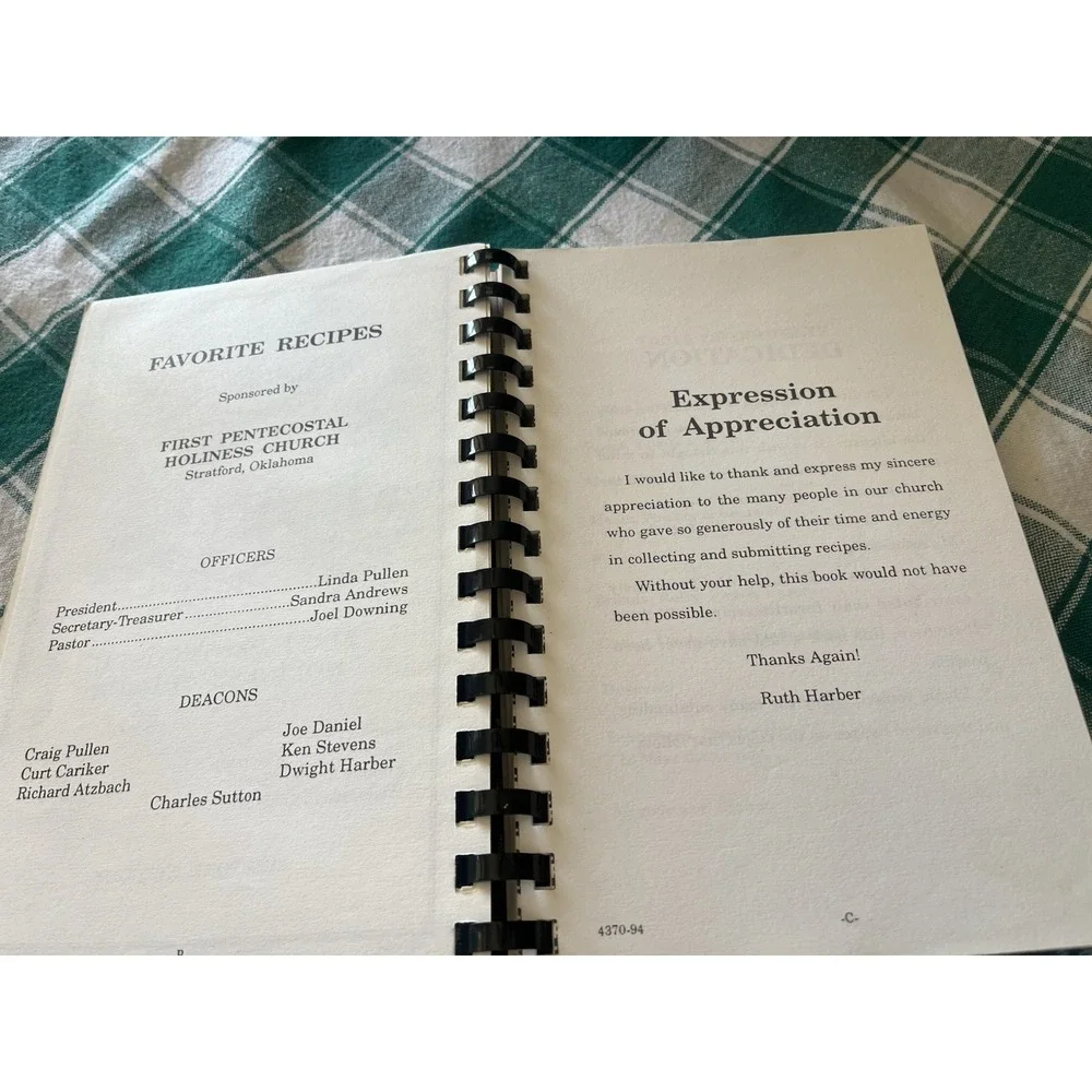 Our Daily Bread Cookbook Recipe Pentecostal Holiness Church Stratford Oklahoma